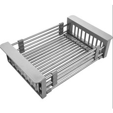 길이조절 스텐 식기건조대 싱크대 채반 물빠짐 트레이 설겆이통, 1개, 스테인레스(Gray), 1단