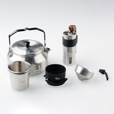 CLEM 핸드 드립 세트 커피 드립 세트 주전자 컵 드리퍼 그라인더 커피드리퍼 구성, 1L, 1개, 5종 세트 1L, 1개, 5종 세트