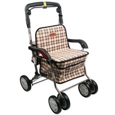 진산메디칼 다용도 노인 보행 보조차 브라운체크, 1개