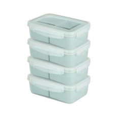 직장인 도시락통 밀프랩 나눔반찬통 3칸 1.5L, 4개, 하늘