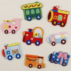 라끌라리아 칙칙폭폭 옷 수선 DIY 와펜 패치 스티커식 8종 세트, 1개, 혼합8종