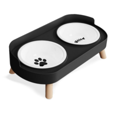 온다페스 반려동물 세라믹 식기 2구, 블랙, 1세트