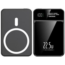 RYZO 22.5W 고속충전 20000mAh 대용량 보조배터리 초슬림 맥세이프보조배터리 무선충전 다양한 색상, 1개, 블랙