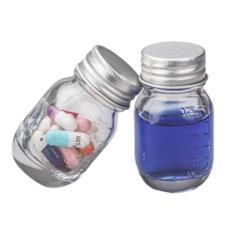 미니 유리병 실버 알루미늄 캡 밀폐가능 샘플 소분 보관병, 2개, 30ml
