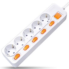 개별스위치 멀티탭 KC인증 접지 과부하차단 2800W 절전 콘센트 5구 멀티탭, 1.5m, 1개