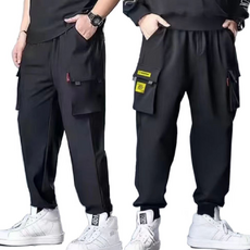 (1+1 2벌 XL-10XL)블랙핏 히트세븐 남성 빅사이즈 조거바지 아이스 쿨바지 트레이닝바지 카고 봄 여름 초가을 간절기 바이크팬츠 작업복바지 남자바지 HTP26P1, 블랙+블랙옐로우