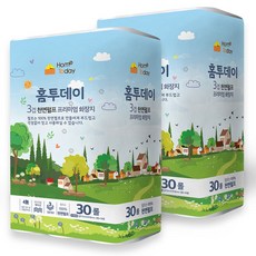 1+1 [100% 천연펄프] 홈투데이 3겹데코 화장지 30롤+30롤, 15m, 30개입, 2개