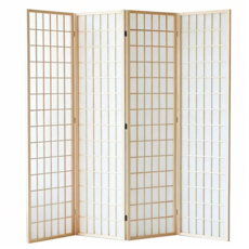 원목 병풍 파티션 고급 한지파티션 간이 탈의실 피팅룸 현관 거실 침실 가림막 4단 병풍 거치대 증정, 1개