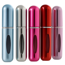 파니마켓 휴대용 펌핑식 향수공병 5ml 5종세트, 5개, 레드+블루+퍼플+실버+핑크
