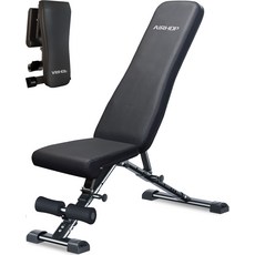 AIRHOP AIRHOP 조절식 벤치 프레스 전신 운동용 빠른 접이식 홈짐 근력 훈련 벤치, 블랙 (1개입)