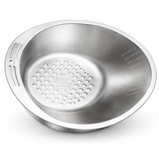 304 스테인리스 채반 믹싱볼 쌀씻는 세척볼, 1개, 실버