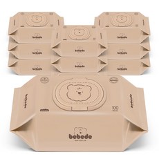 베베드 물티슈 아기곰 캡형 대용량 엠보싱 저자극 아기물티슈 100매 10팩, 10개, 50g