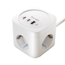 Bornoon 고성능 USB C타입 고속충전 큐브 멀티탭 1.8m, 1개, 화이트, 180cm