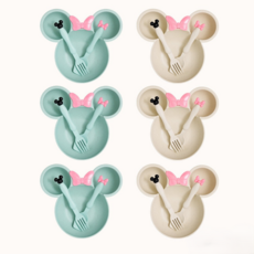 센스터즈 유아식기 생일 답례품 6세트 선물포장 완제품, 6개, 혼합색상(베이지,민트)