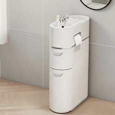 욕실 틈새 수납장 전용 화장실 수납 신기 침실 슬릿리스 플로어 수납장, 1개, 1.흰색