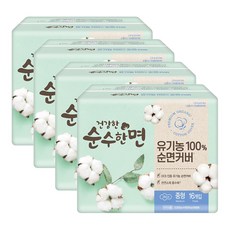 순수한면 건강한 생리대 날개형, 중형, 16매입, 4개