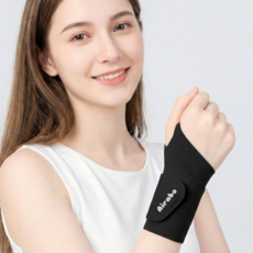 에어라보 얇은 손목보호대 손목터널증후군 출산 산후 건초염 마우스 손목아대, 블랙, 1개