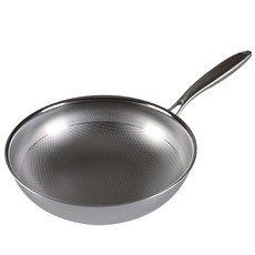 파르셀 무연마제 통3중 304 스테인리스 프라이팬 3D 논스틱 패턴, 1개, 28cm 웍, 실버