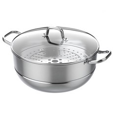 파르셀 IH 인덕션 전골냄비 찜냄비 찜기 + 내열 유리 뚜껑 세트, 1개, 34cm