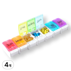 리빙하다 요일별 휴대용 원터치 약통 케이스, 4개