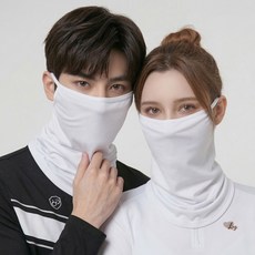 KN60 2매입 여름 머프 메쉬 페이스커버 자외선차단 넥커버 마스크 등산 골프 낚시 멀티 스카프, 화이트+화이트