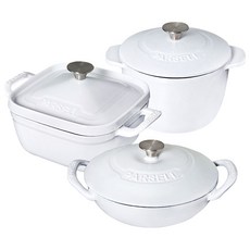 파르셀 IH 무쇠 주물냄비 3종세트 베이비웍 솥밥 사각냄비, 그레이, 1개, 베이비웍21cm + 라이스팟17cm + 스퀘어팟17cm