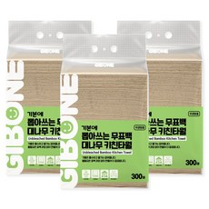 걸어서 뽑아쓰는 무표백 대나무 키친타월(접착걸이 증정), 3개, 300매