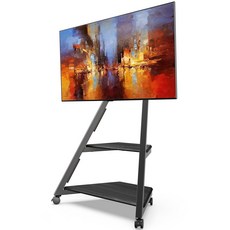 FITUEYES 에펠 TV 스탠드 이동식 바퀴형 티비 거치대 32~65인치 최대 40kg 높이조절 회전 각도조절, 1개, F82F2441B