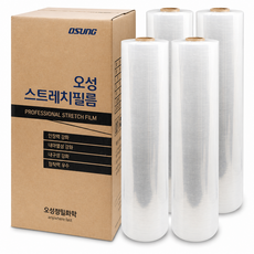 오성 스트레치필름 수동랩 4롤 15mic x 500mm x 350m 택배포장 랩필름