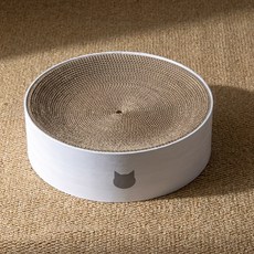 네코이찌 대형 쇼파 방석 침대 고양이 원형 스크래쳐, 1개, 화이트