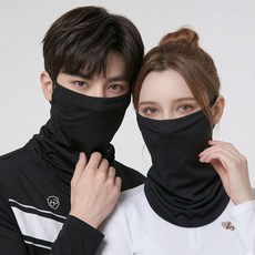 KN60 2매입 여름 머프 메쉬 페이스커버 자외선차단 넥커버 마스크 등산 골프 낚시 멀티 스카프, 블랙+블랙