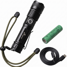 KC인증 C타입 초강력 후레쉬 휴대용 LED 랜턴, 1개, 블랙