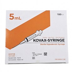 한국백신 일회용 주사기 5ml 23G 1" 100개, 1박스