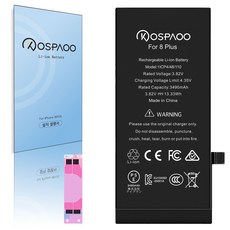 For iPhone 8 Plus 배터리 대용량3490mAh 증가 폭29.7% 616-00367배터리 한국어 설명서 KC인증 Li-ion Battery (No Tool), 1개, iPhone 8 Plus 대용량 배터리，분해 도구 없음