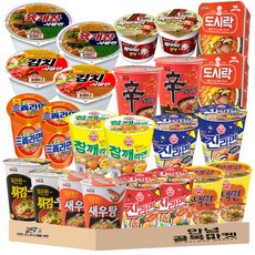 농심 오뚜기 팔도 삼양 컵 라면 24입 ( 신라면 육개장 진순 진매 왕뚜껑 짜파게티 새우탕 도시락 튀김우동 참깨 스낵 삼양 ), 48개