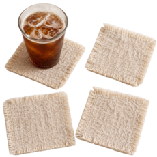 하루테 패브릭 컵받침 티 코스터, 4개, 베이지