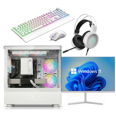 피씨오브플레이어 게이밍 컴퓨터 조립PC 화이트 데스크탑 본체 롤 피파 발로란트 GTA6 리니지, 윈도우 11 홈, 512GB, 16GB, 지포스 RTX 5060 Ti, (세트)R5-7500F
