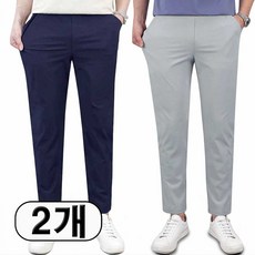 로코비전 1+1 남자 냉감 바지 여름 빅사이즈 링클프리 시원한 아이스 스판 밴딩 슬랙스