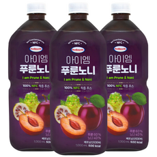 보넬드 아이엠 푸룬노니 100% NFC 착즙주스, 3개, 1L