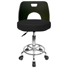 국산 링발형 컴팩트체어 미용 진찰 작업 카운터 다용도 바퀴달린 회전 의자, 블랙프레임 블랙좌판