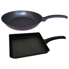 오마미 메가스톤 인덕션 겸용 IH 프라이팬 2종 세트, 1세트, 프라이팬 28cm + 계란말이팬 25cm, 와인