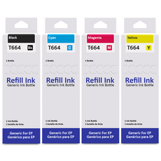 잉크다파라 엡손 호환잉크 T664 세트, 검정+파랑+빨강+노랑, 1세트