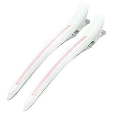 다카라 크리스탈 헤어클립 대 120mm, 화이트 + 핑크, 2개