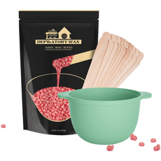 Lifestance Brazilian Wax美體蠟豆 玫瑰款 450g+塗抹木棒 20支+熱蠟桶, 1組