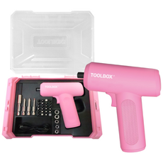 툴박스 무선 전동 드라이버 비트 세트 가정용 미니 C타입 충전식 드라이버 3.7V, 핑크, 1개