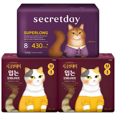 secretday 夜用褲型衛生棉 M號 4入*3包+加長款夜用衛生棉 8入組, 1組