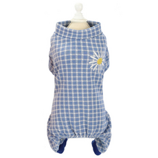 딩동펫 반려동물 체크플라워 올인원, 블루, 1개