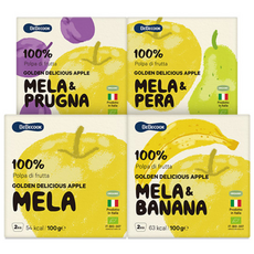 BEBECOOK 寶膳 水果泥組 蘋果 100g 2入+蘋果香蕉 100g 2入+蘋果梨子 100g 2入+蘋果葡萄 100g 2入, 1組