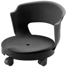 시니프 무빙 등받이 청소용 좌식 바퀴의자, 블랙