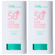 발림성리뉴얼)3HA 클리어 시카 보송 선스틱 2개 20g SPF50+ PA++++ 노세범선스틱/저자극테스트완료/끈적임없는제형